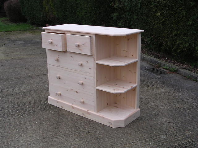 2 over 3 Chest with attatched open shelves